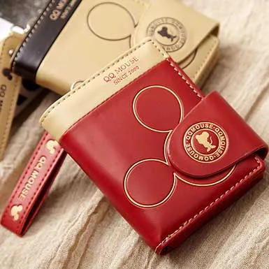 レディース財布 二つ折り 通販 安い 女子学生 彼女 ミッキーマウス 可愛い縦型財布 合皮 キャンディーカラー シルバー金具